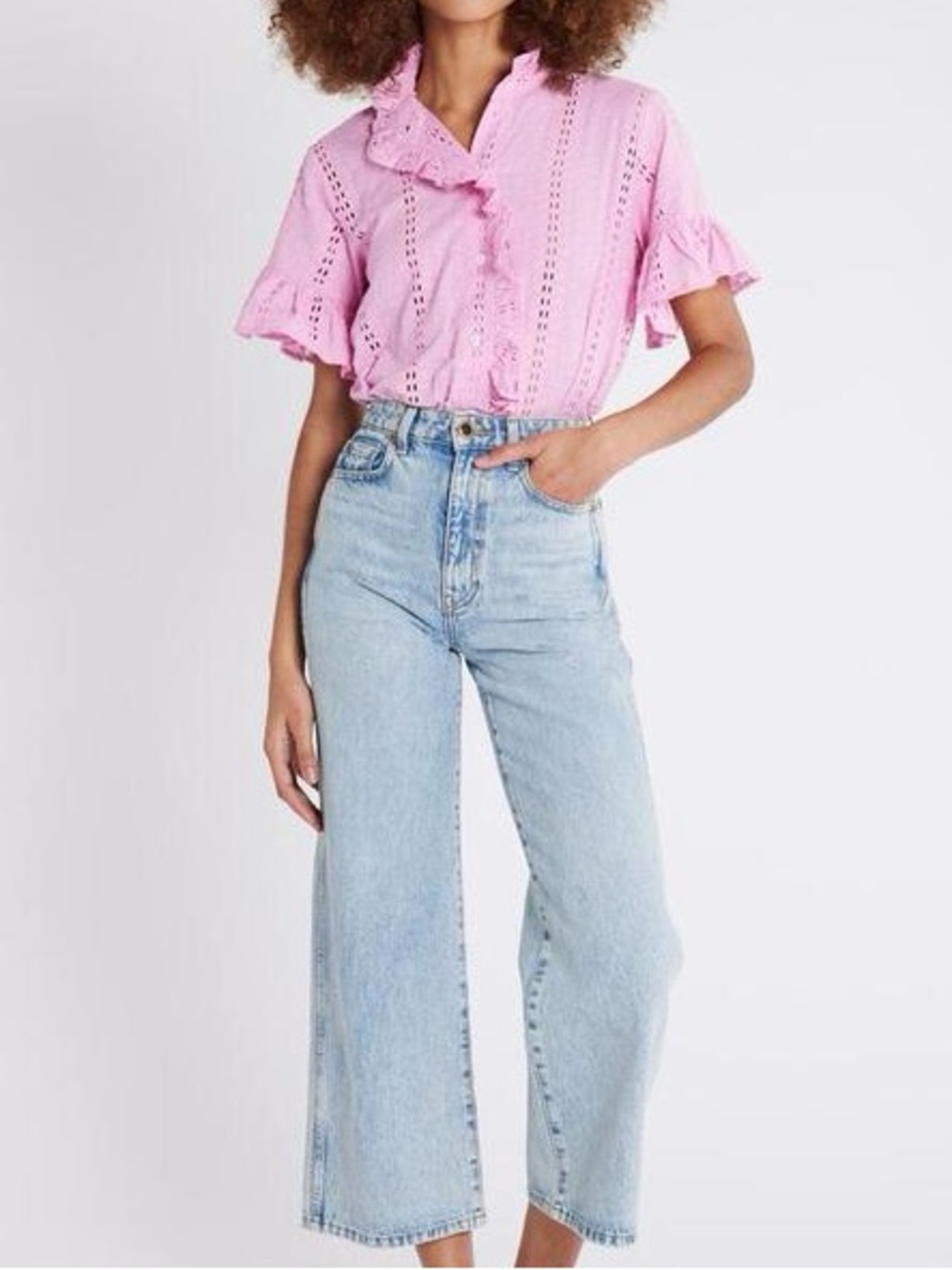 Mille Vanessa Top Bubblegum Polka Dot Eyelet - Picture 7 of 8